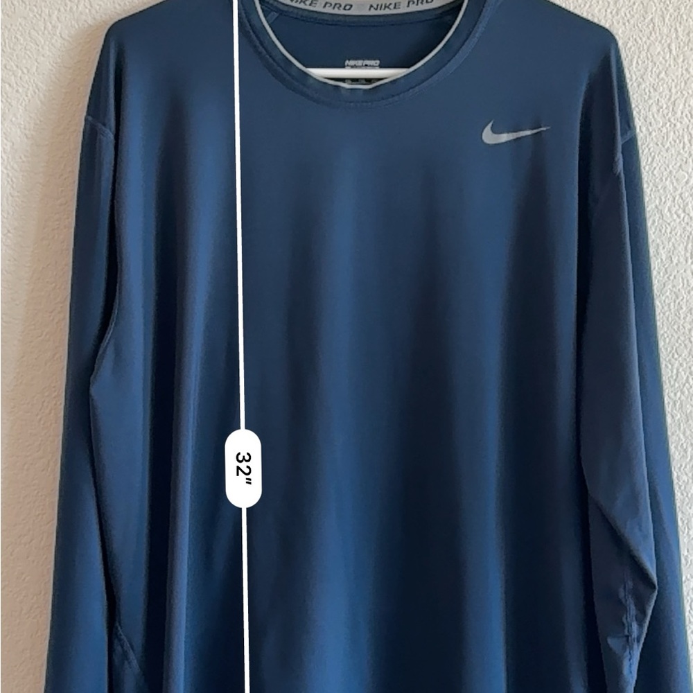 Nike Pro Dri-Fit Men’s Long Sleeve Athletic Shirt XXL– Dark Navy Performance Top - Picture 9 of 16